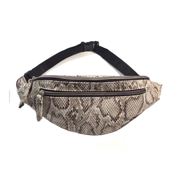 New Faux Snakeskin Fanny Pack with Two Zippers - Picture 2 of 7
